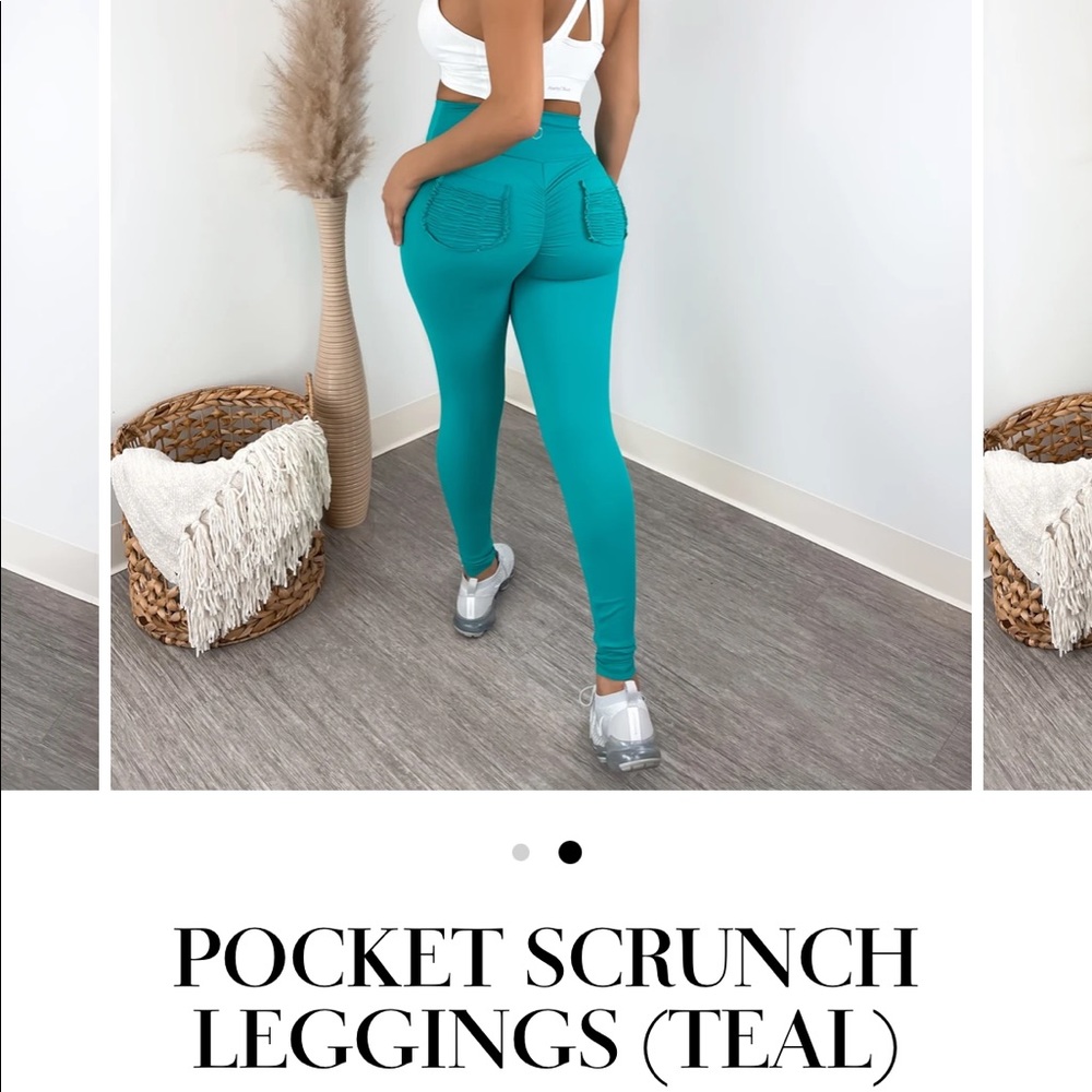 Peachy buns teal leggings